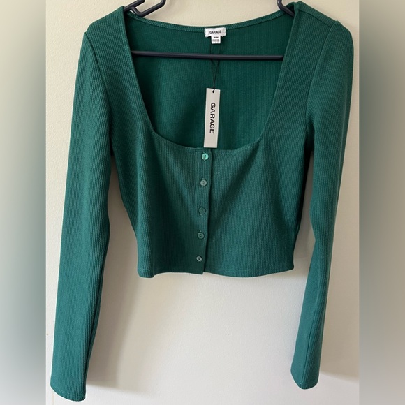 Garage Square Neck Long Sleeve Crop Top - Picture 1 of 1